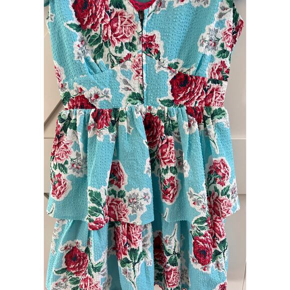 Betsy Johnson Rose Garden Seersucker Zip Front Mini Dress Aqua Floral size Small - Picture 5 of 13